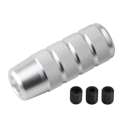 Osilly 95mm/3.74" Car Shifter Knob, Aluminum Weighted Automotive Gear Shift Manual knobs Lever with 3 Threaded Adapters M8 M10 M12 x 1.25, Universal for Vehicle(Silver)