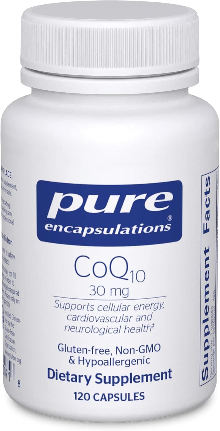 Pure Encapsulations CoQ10 30 mg Coenzyme Q10 Supplement for Energy Antioxidants Brain and Cellular Health Cognition and Cardiovascular Support 120 Capsules