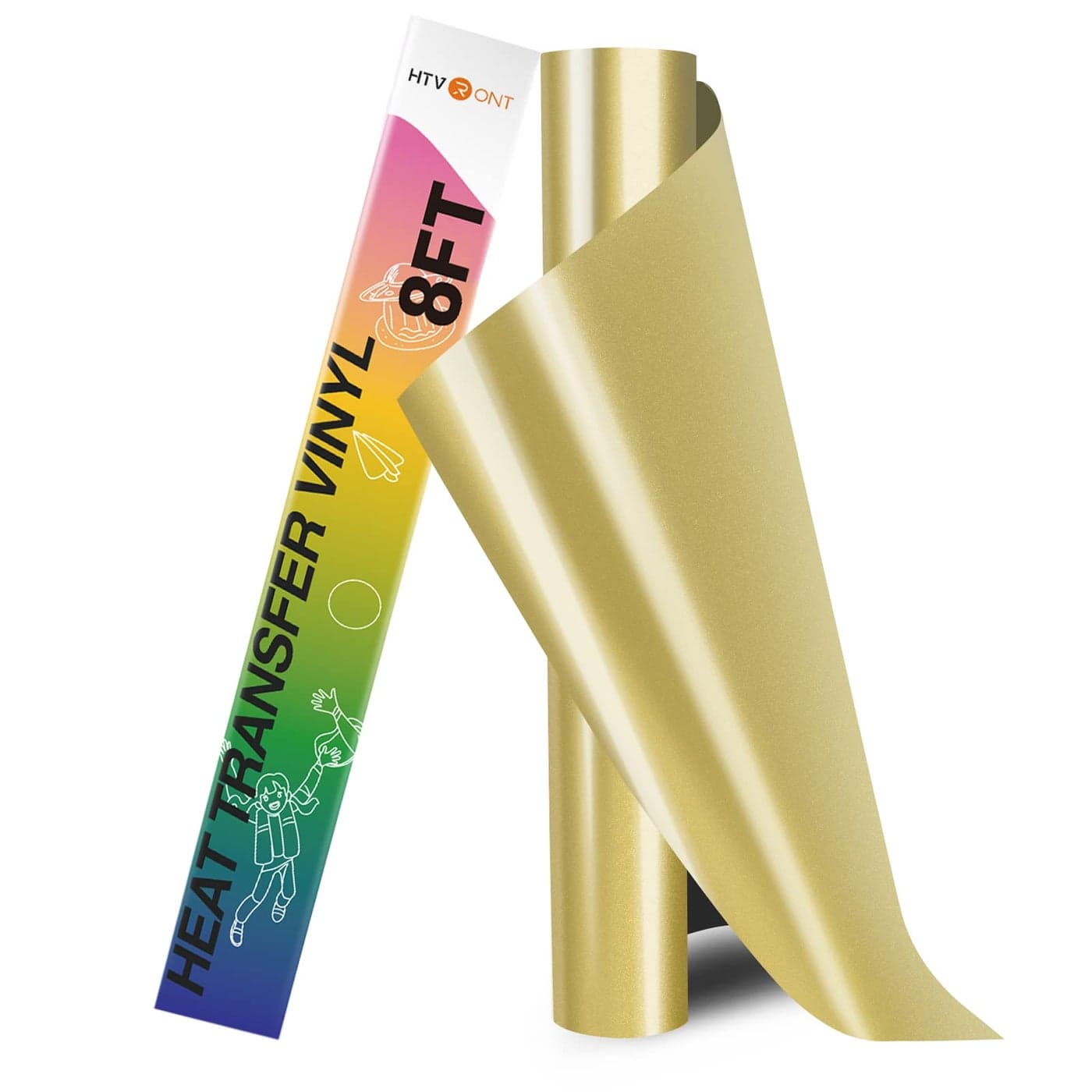 HTVRONT HTV Vinyl Rolls Heat Transfer Vinyl 12 x 8ft Gold HTV Vinyl for Shirts Iron on Vinyl for All Cutting Machine Easy to Cut Weed for Heat Transfer Design Gold