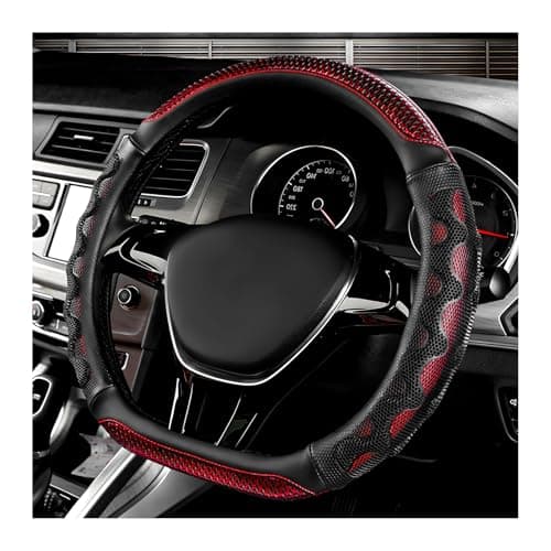 SHMZK Car Steering Wheel Cover 15 Inch AntiSlip Steering Wheel Cover Protector with 3D Honeycomb Design Universal Steering Wheel Covers for Cars Truck SUV Car Accessories Red