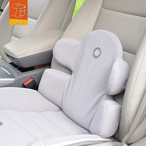 GiGi G1068 Lumbar Support for Office Chair Back Pillow for Car Memory Foam Orthopedic Cushion Provides Low Back Support Improves Posture Washable Cover Grey
