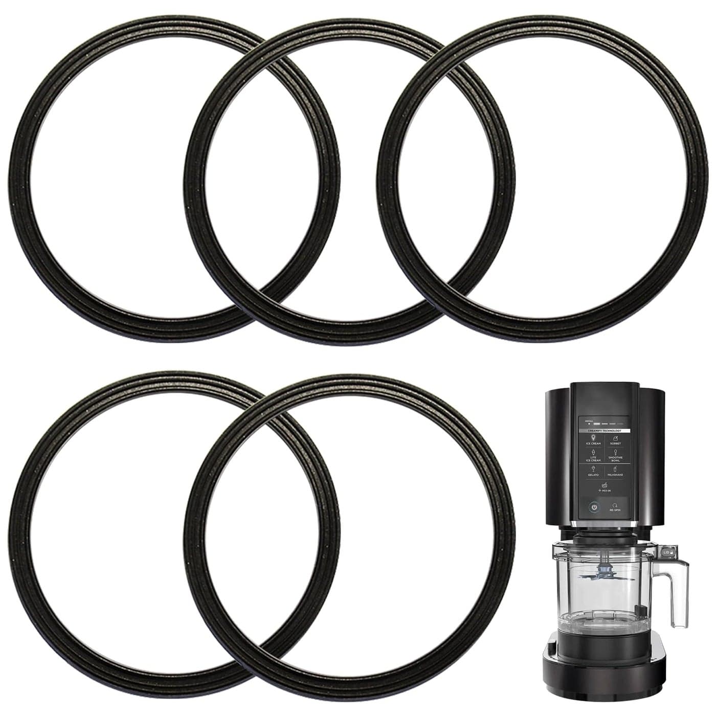5 Pcs Blender Gasket Replacement Rubber Ring Seal Rings Gaskets Part for Ninja NC299AMZNC301NC300NC201NC101 Series Replacement Parts Accessories Blender