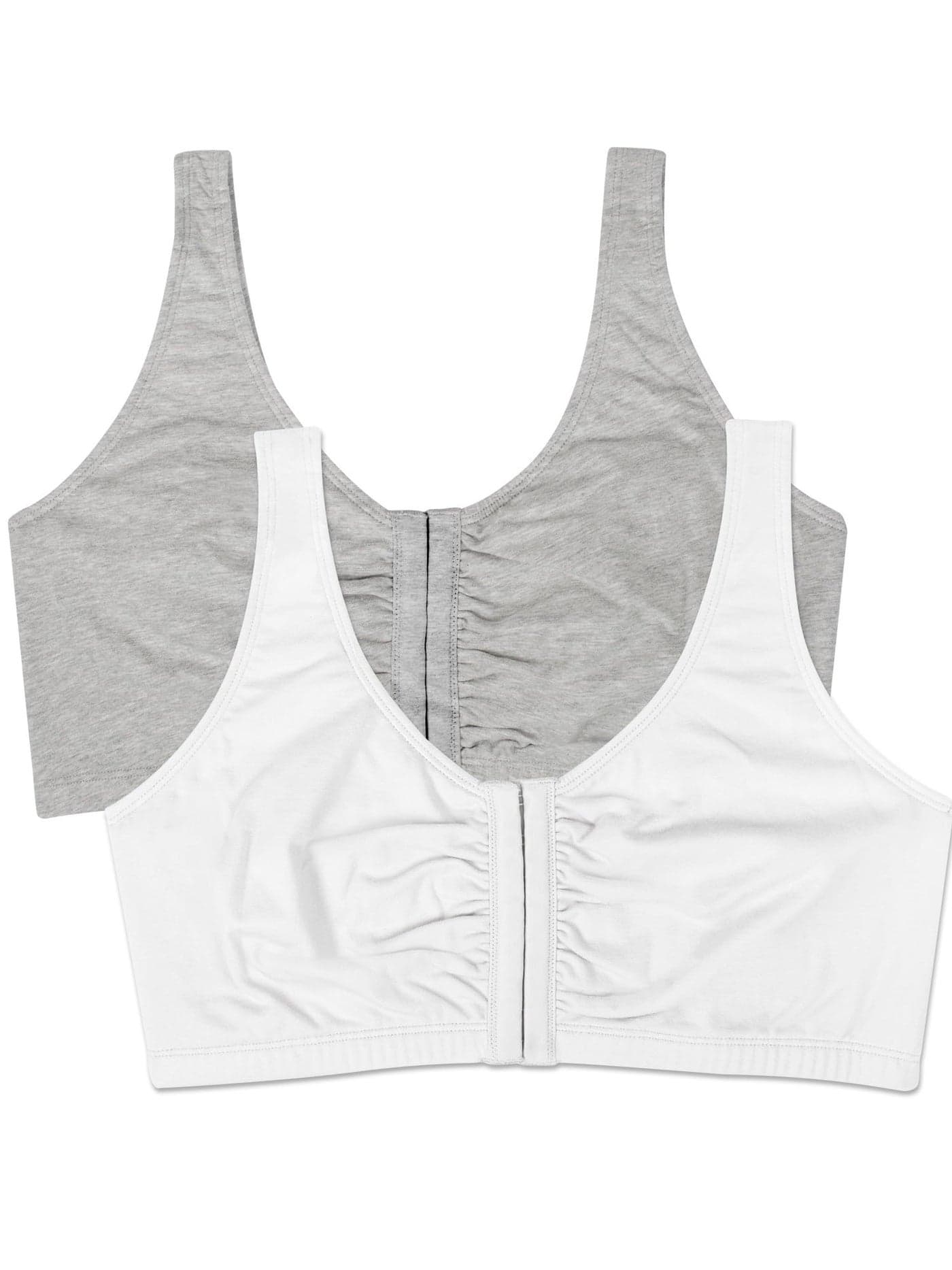 Fruit of the Loom Women's Front Close Builtup Sports Bra, heather grey/white, 34