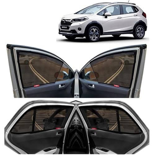 KINGSWAY Accessories Car Side Window Sun Shade Only Compatible with Honda WRV (2017 to 2019), Front Half Cut & Rear Zipper Magnetic Curtains - Heat-Resistant Custom-Fit Shades, Pack of 4 Pcs
