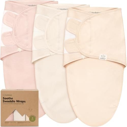 KeaBabies 3Pack Organic Baby Swaddle Sleep Sacks Swaddles for Newborns Infant 36 Months Baby Girls Boys Soft Snug Newborn Sleep Sack Nursery Swaddling Blankets Angelic L