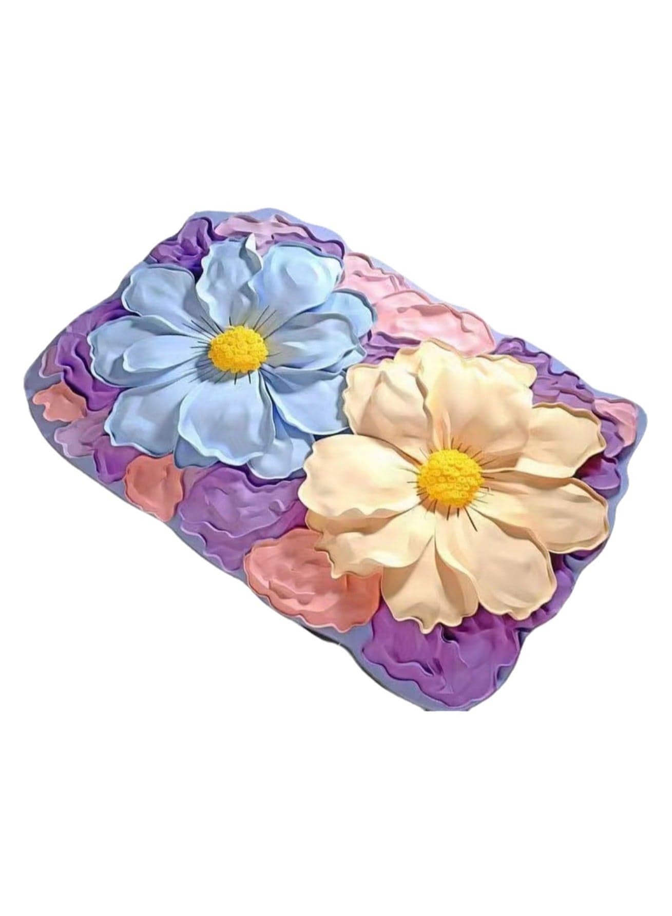 40x60cm3D Visual Flower Floor Mat Technology Velvet Bathroom Water-Absorbing Quick-Drying Mat Household Bathroom Special-Shaped Decorative Foot Mat ( Flower-2)