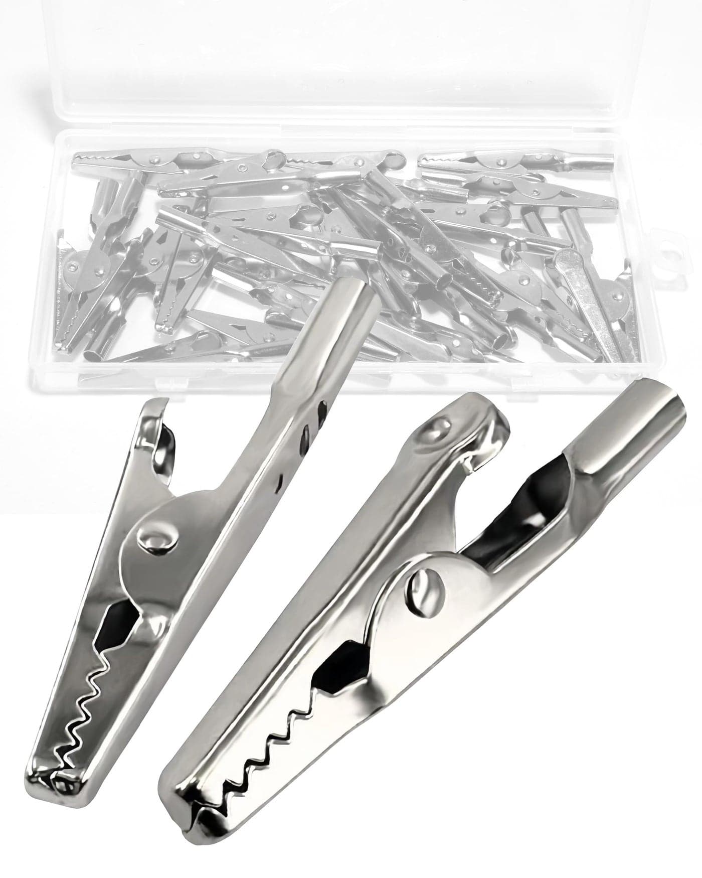 25 Pcs 2 Inches / 51 mm Metal Alligator Clip Spring Clamps,Silver Tone Nickel Plated, used in laboratory electric testing work and Cable Lead Clip