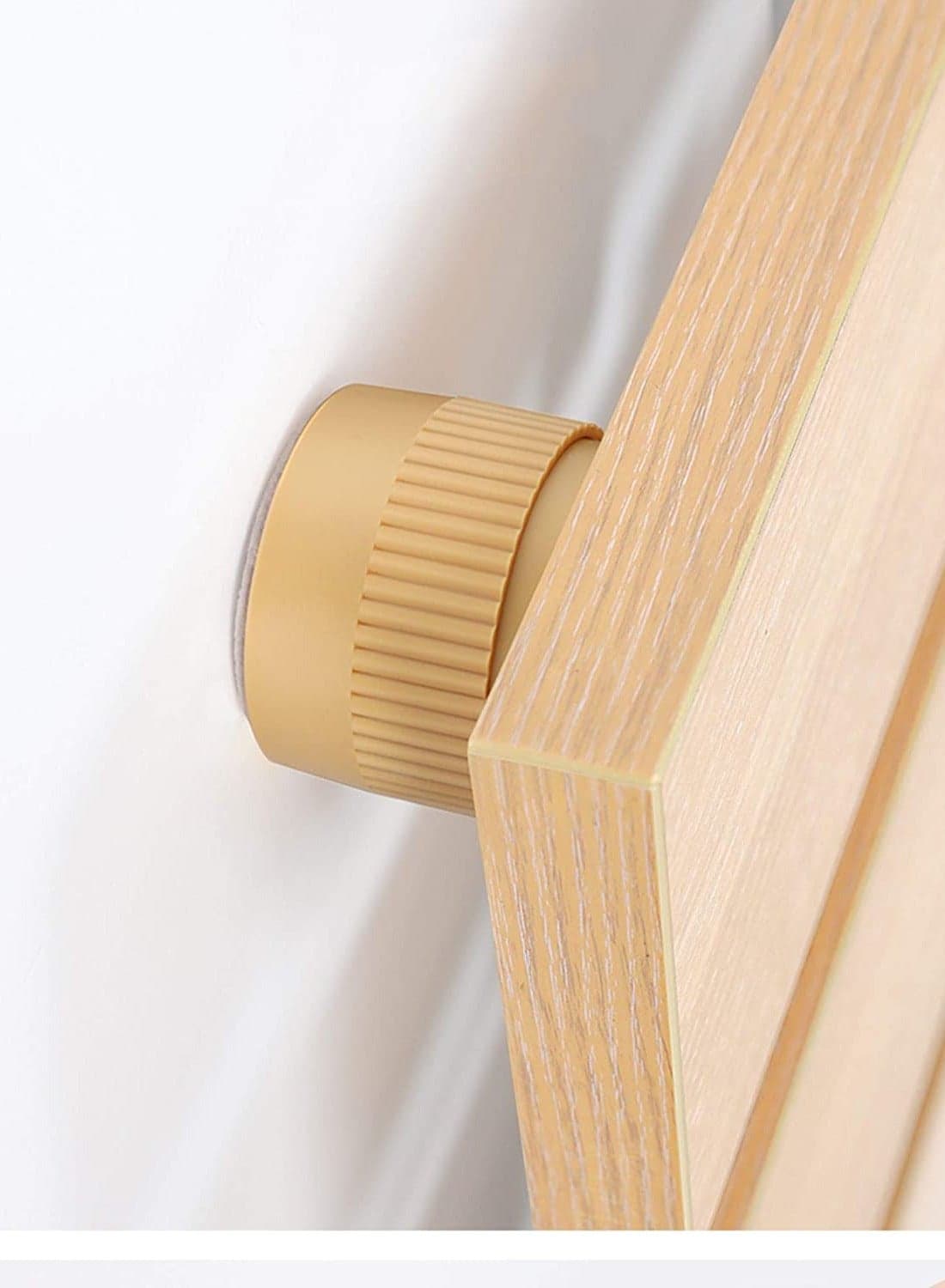 Headboard Stoppers for Adjustable Bed Headboard Stabilizer Stoppers Bed Wall Adjustable Threaded Bed Frame Anti-Shake Tool for Bed Easy Install Wood Color 6X6X5.5CM 2Pcs
