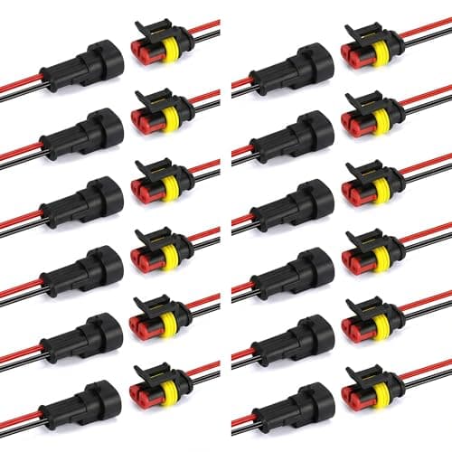 LanHong 12 kit 2 Pin Way Electrical Wire Connector Waterproof Connector 2 Wire Connector 16AWG Male and Female Plug Quick Disconnect Connector for Car Truck