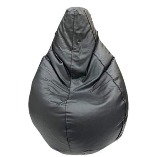 OHSTORE Premium Bean Bag Chair Ultra Comfortable Durable Faux Leather Cover Lightweight Ergonomic Lounge Seat for Home Office Gaming Relaxation GreyBlack 3XLBB