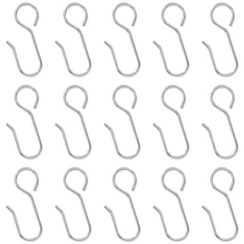 Auvotuis 50Pcs Curtain Track Hooks, Stainless Steel Small Curtain Hooks S Shaped Metal Curtain Wire Hooks for Ceiling Curtain Drape, Pin-On Drapery