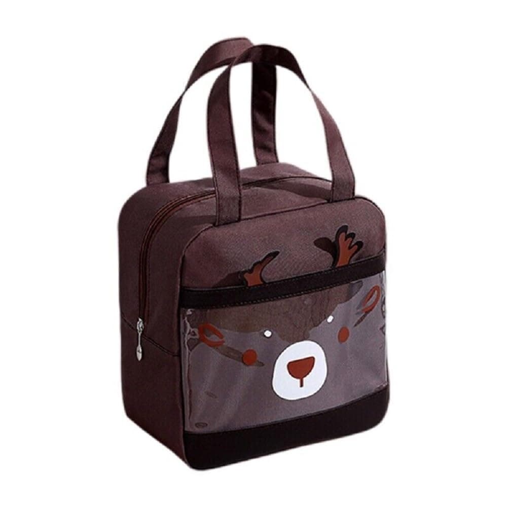 CoolKraft Lunch Bag for School Kids Girls Cute Design Bag for Boys Girls Women Travel Picnic Bag Organize Store Hot Cold Insulated Portable Tiffin Bag 245 x 23 x 14 cm Brown Reindeer