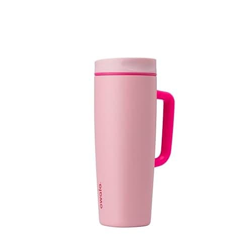 Owala SmoothSip Slider Stainless Steel Insulated Travel Mug with handle, 100% Leak Proof, For Hot and Cold Drinks, Travel Friendly with Sliding Lock Lid, 24 oz, BPA Free, Leak Proof, Pucker Up