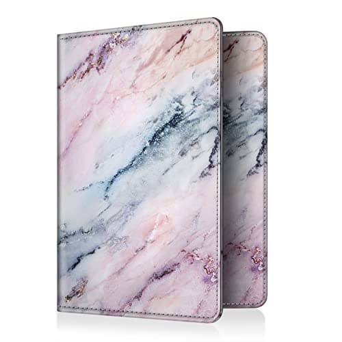 FINTIE Passport Holder, Slim Travel Wallet RFID Blocking Card Case Cover Passport Cover Protector Essentials with Credit Card Slots for Women/Men, Marble Pink