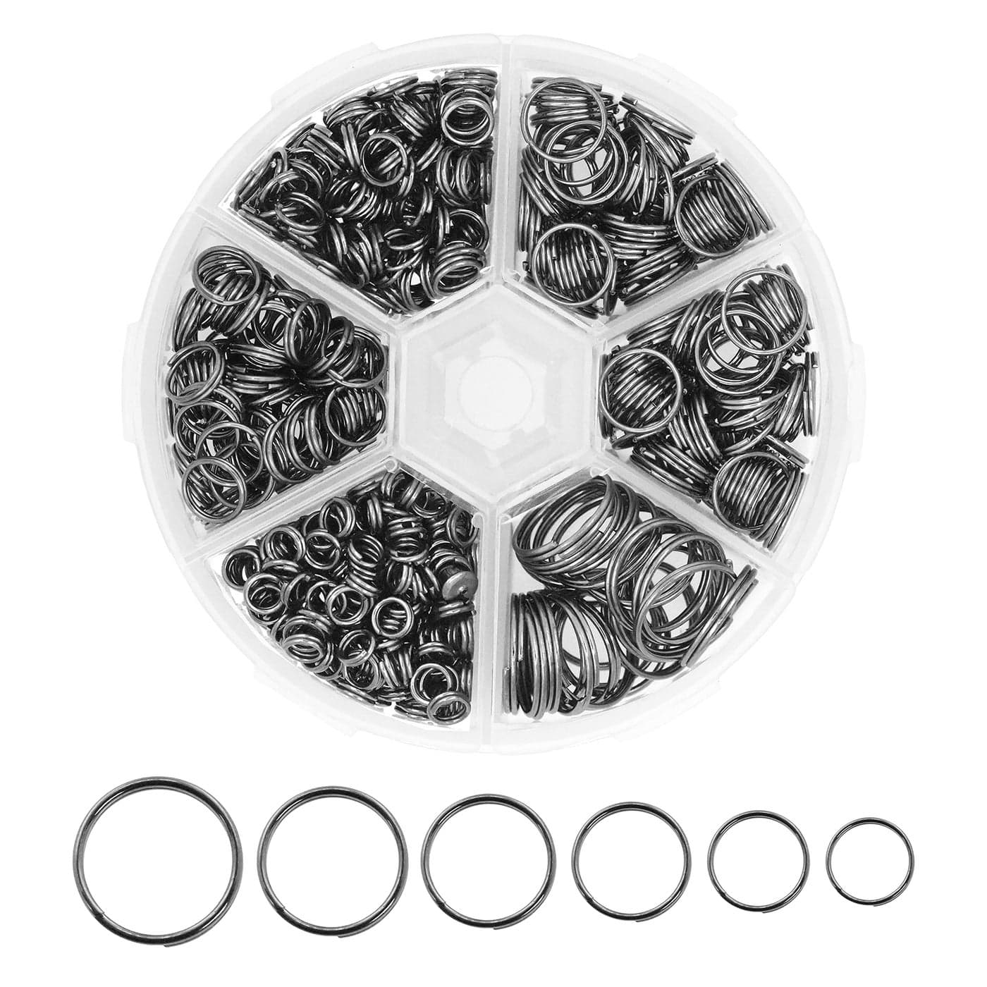 Mandala Crafts Assorted Gunmetal Double Jump Rings for Jewelry Making 540 Pcs Small Split Key Rings Set for Crafts DIY Keychains and Accessories