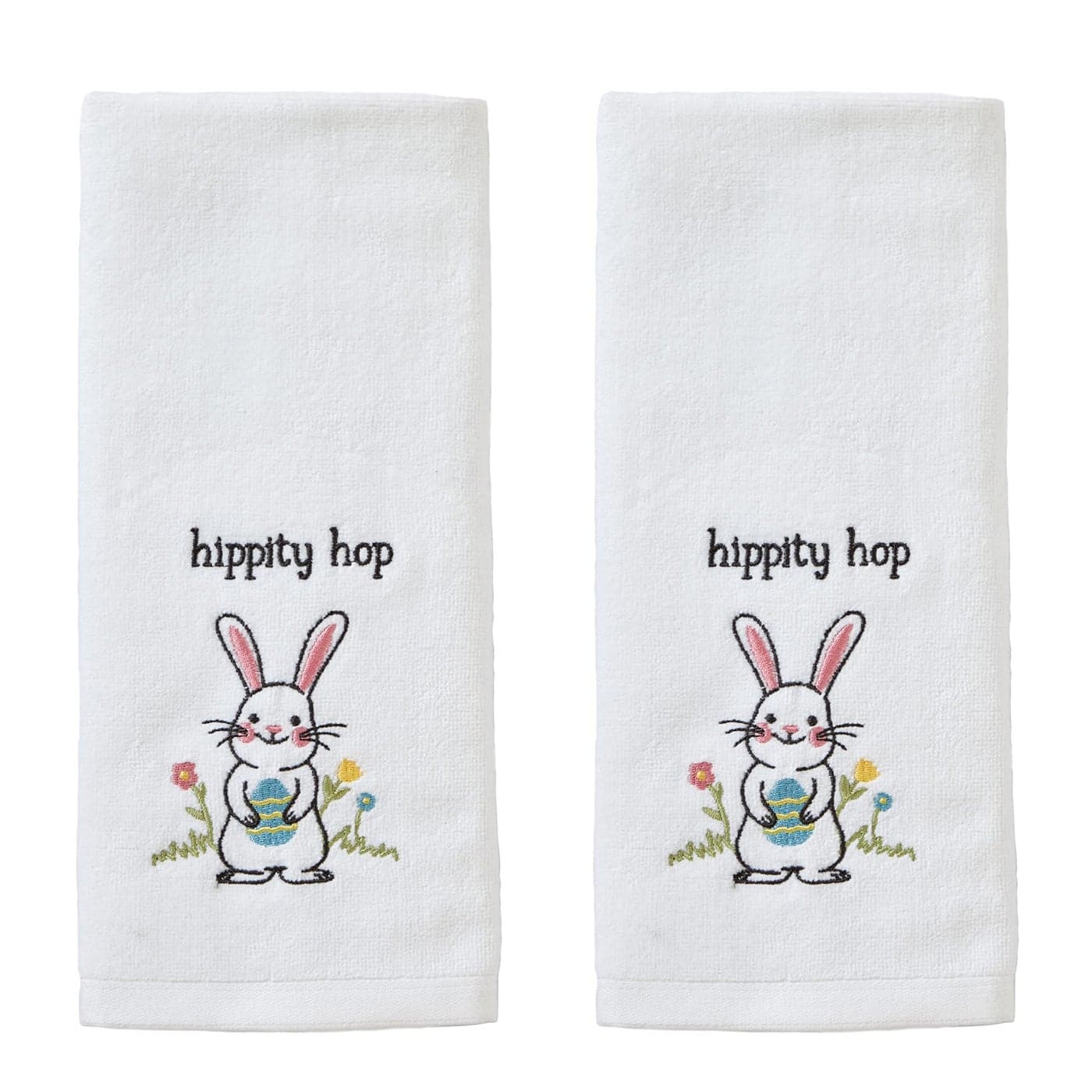 SKL Home Easter Hippity Hop Hand Towel 2pc Set for BathKitchenBar Gift White