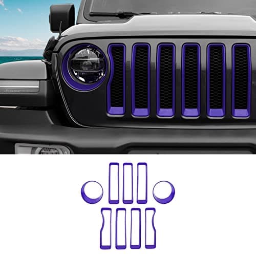 SQQP Grill Insert+Headlight Turn Light Cover Fit for 2018-2023 Jeep Wrangler JL JLU Sport/Sports Only,Not for Sahara,Rubicon 4xe(Purple)