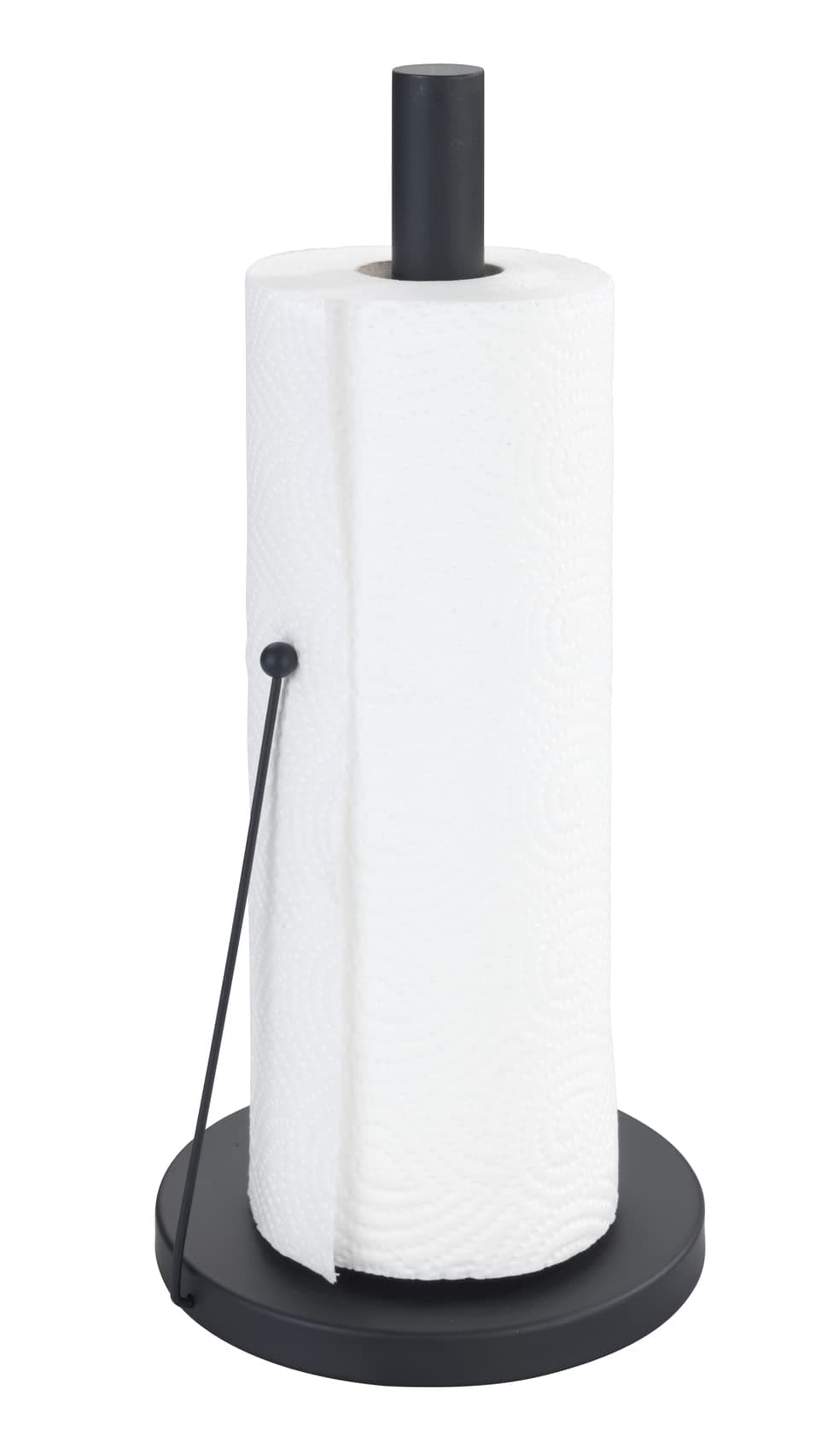WENKO Clayton Kitchen Roll Holder Black FreeStanding Accessory for Standard Rolls PowderCoated Metal 15 x 33 cm