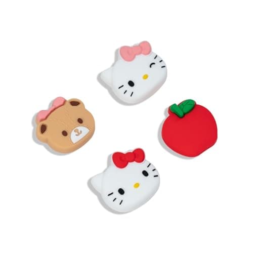 Kuitmor 4PCS Thumb Grips Caps Compatible with SwitchOLEDLite Kawaii Charactor Thumbs Grip Soft Silicone Switch Joystick Cover for JonCon Cute Cat Style White Red