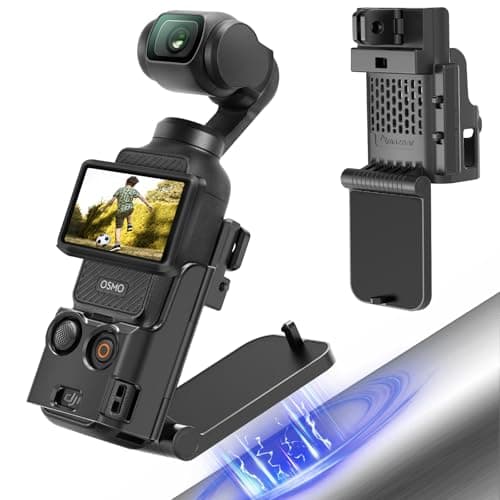 AMAZEAR Magnetic Mount Stand Compatible with DJI Osmo Pocket 3, Upgraded Pocket3 Accessories Adapter Clamp Magnet Suction Case Holder on Desktop, Vertical Surface, 180° Adjustable Handle, Black