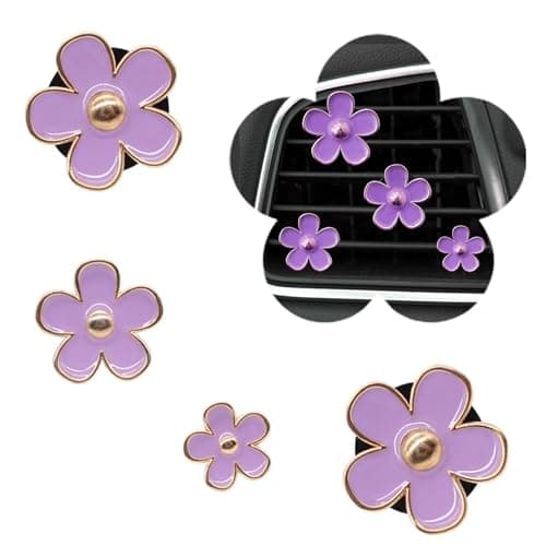 Daisy Flower Car Air Freshener Vent Clips 4 Pcs Cute Car Accessories for Women Interior Girly Decor Essentials Truck Accessories for Bathroom Office Pet Houses Purple 31cm 29cm 22cm 16cm