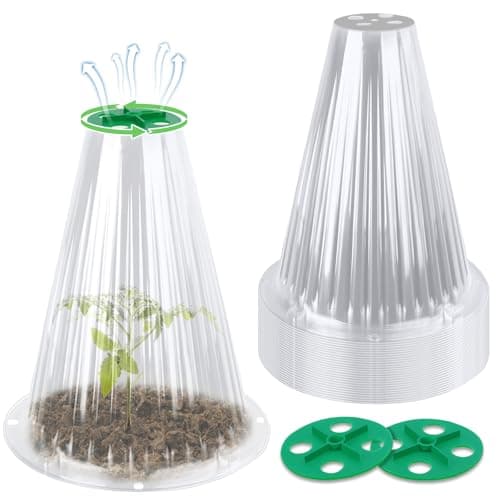 UQM 30 Pack Garden Cloches for Plants Reusable Bell Plant Protector with Rotary Vent Cover Garden Protection from Animals Snails Birds Chickens Insect 944 H X 807 D Clear