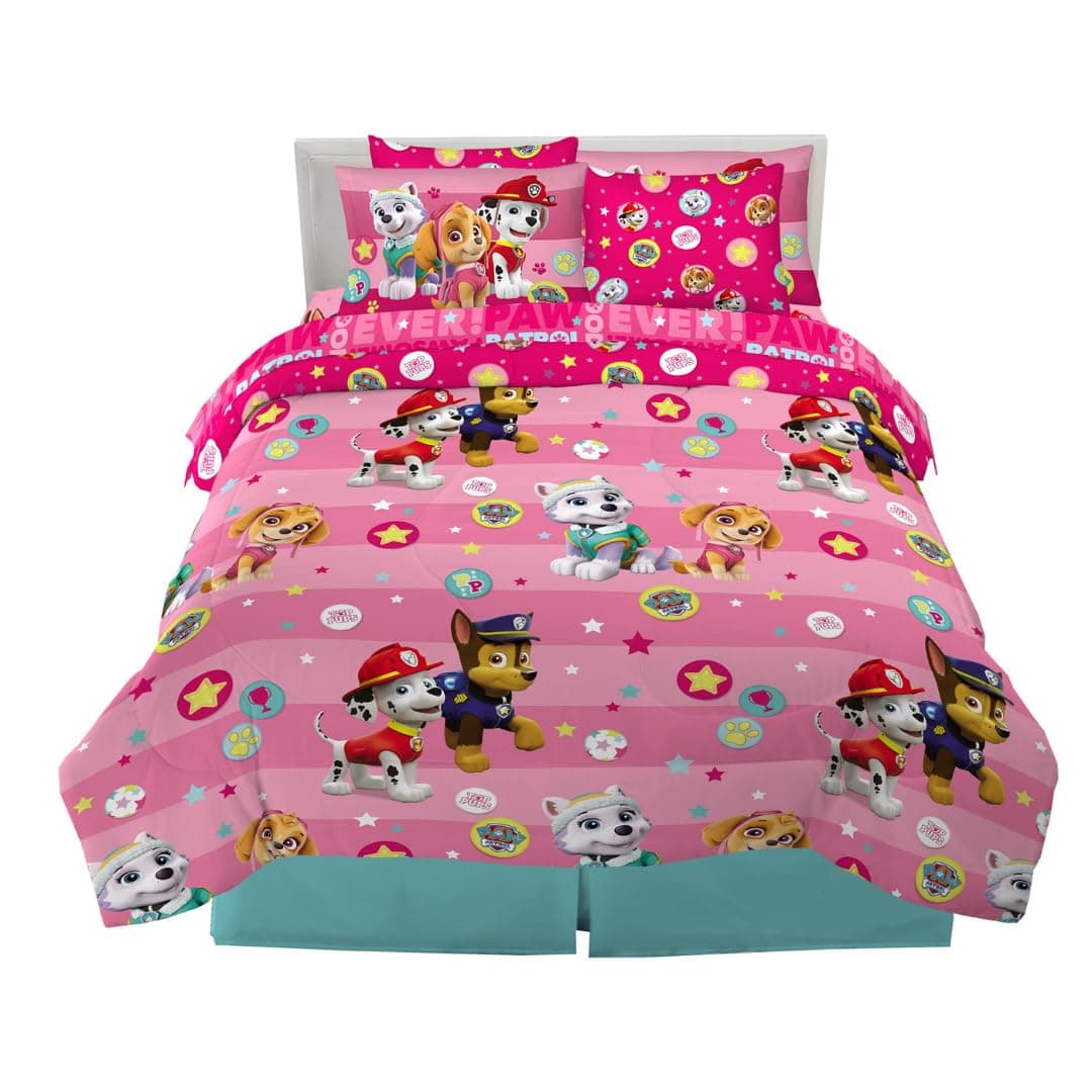 Franco Paw Patrol Girl Skye Kids Bedding Super Soft Cozy Reverisble Microfiber Comforter and Sheet Set with Sham 7 Piece Queen Size Officially Licensed Product