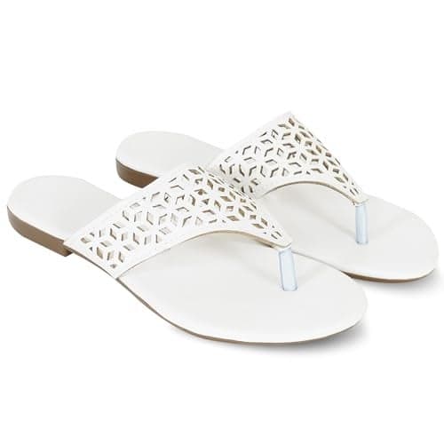 DFR Kolhapuri Chappal Slipper Sandal For Women And Girls, Color – WHITE, UK Size 9