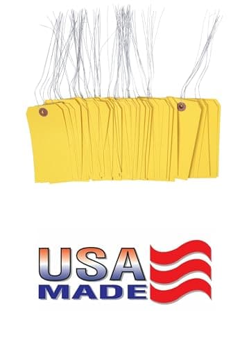 Gitway 100 Yellow Tags with Wire Size 5 Measurements 4 34 inch x 2 38 inch