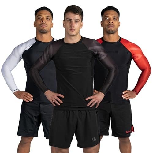 Sanabul Essential Long Sleeve Compression Training Rash Guard for MMA BJJ Wrestling Grappling and No Gi Jiu Jitsu Rashguard All Black XXLarge