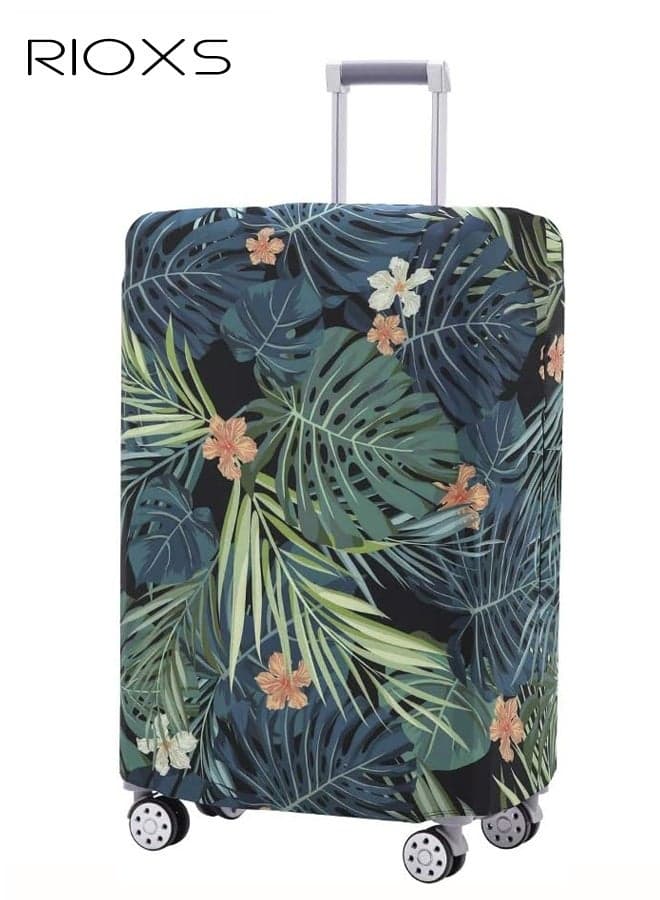 Travel Luggage Cover, Elastic Polyester Thickened Baggage Suitcase Cover, Luggage Protector Skins with Double Opening, Washable Anti-scratch Zippered Printed Luggage Protector Fits for 25-28 Inch Luggage