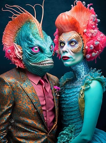 1000 Piece Jigsaw Puzzle for Adults Cross Glory Meet The Aliens Series Collectible SciFi Illustration Nymira and Dantar