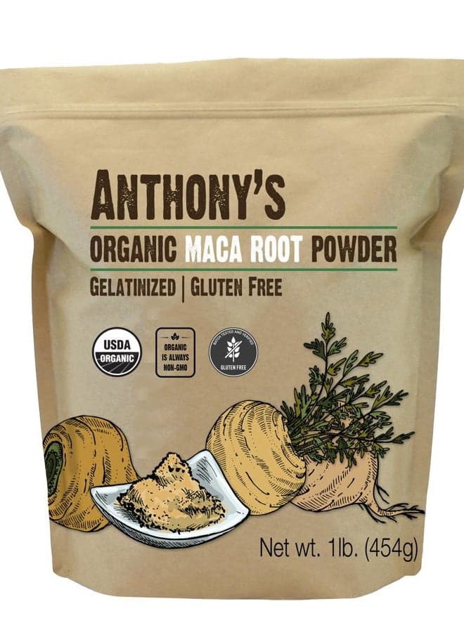 Organic Maca Root Powder, 1 lb, Gelatinized for Enhanced Bioavailability, Gluten Free & Non GMO
