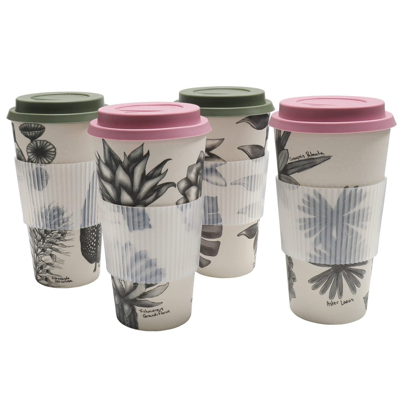 Chef Craft Eco Bamboo Fiber Travel Mug 22 Ounce 4 Piece Set Natural