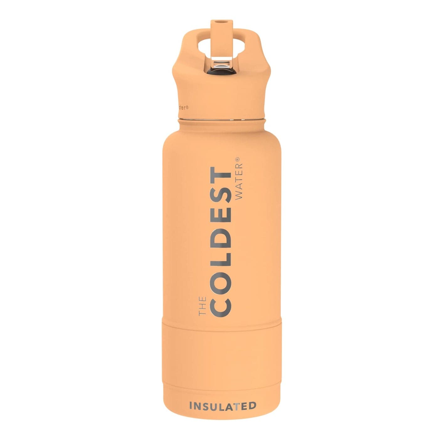 Coldest Insulated Water Bottle with Straw Lid Stainless Steel Metal Thermos for Men Women Sahara Peach 32 oz