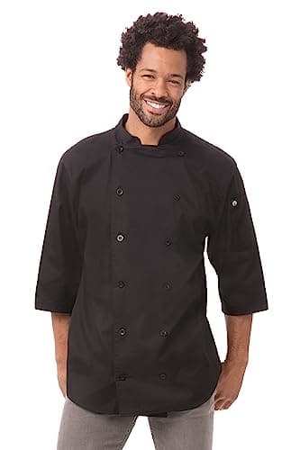 Chef Works Men's Lisbon Chef Coat, Black, Large