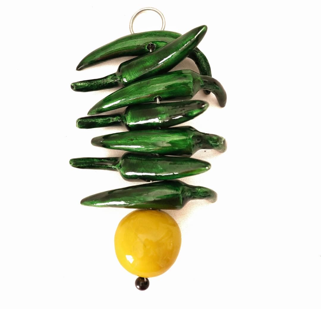 The Spiritual Living Premium Nimbu Mirchi Good Luck Charm for Main Door Nazar Battu Charm Nimbu Mirchi Hanging for Car Home Decor Living Room Metal Hanging 6 Inch Evil Eye