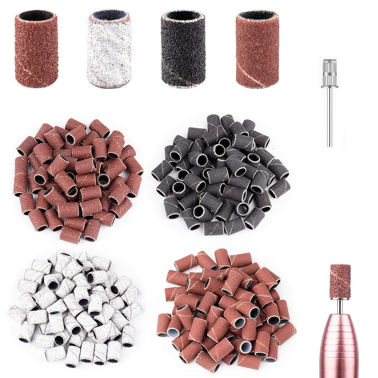 DIY Crafts 75 Pcs Sanding Bands for Nail Drill Portable Nail Strap Set 3 Color Coarse Fine Grit Efile Sand Set 801201802402 Pieces 332 Inch Nail Drill Bits for Manicures and Pedicures 50