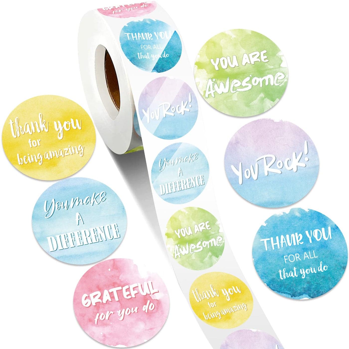 1000 Pcs Kudos Appreciation Stickers Retro You are Awesome Thanks for Being Amazing You Make a Difference Envelope Seals for Graduation Employees Nurses Teacher AppreciationWatercolor