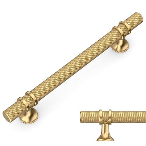 Amerdeco 10 Pack Knurled Champagne Bronze Cabinet Pulls 5 Inch Hole Center Kitchen Cabinet Handles for Drawer Cupboard and Wardrobe