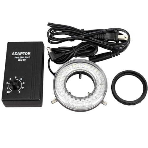 AmScope LED-60 60-LED Microscope Ring Light Illuminator with Control Box and Adapter