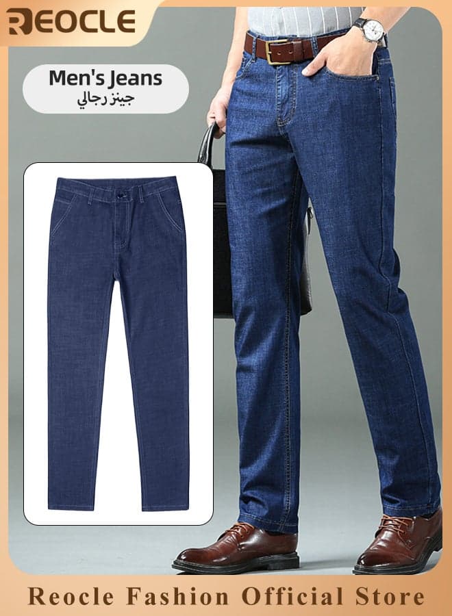 Men's Jeans Stretch Straight Leg Regular Fit Denim Pants Summer Thin Jean Classic Comfort Jean Made of High-quality Cotton