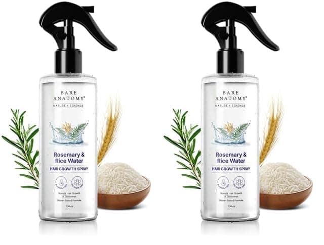 Bare Anatomy Nature x Science Rosemary Water Spray for Hair Growth Hair Thickness with Rice Water 100 Natural Extract Soft Smooth Hair Controls Hairfall NonGreasy Fast Absorbing 200 ml