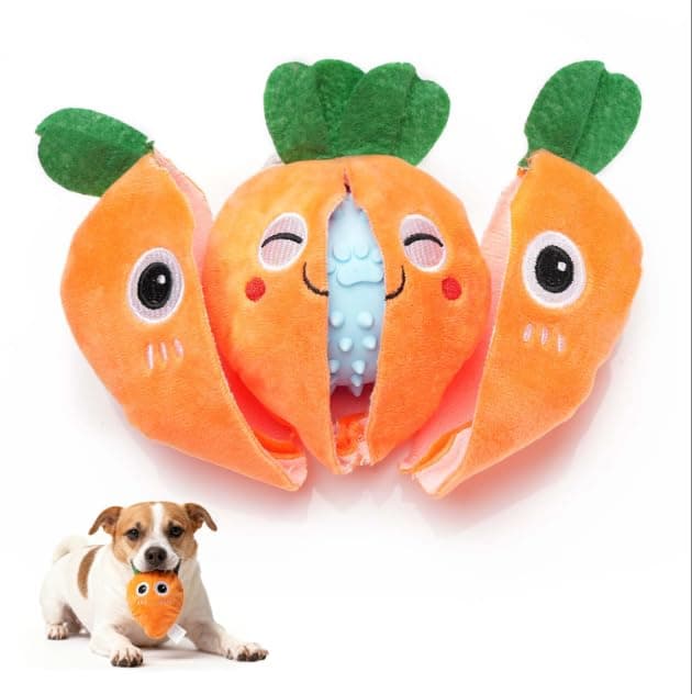 MewaJump Squeaky Easter Dog Toys with Ball 3in1 Plush Cute Dog Toy Dog Chew Toy with 3 Layers Dogs Puzzle Pet Toy for Teeth Cleaning Puppy Enrichment Toys for Small and Medium Breed