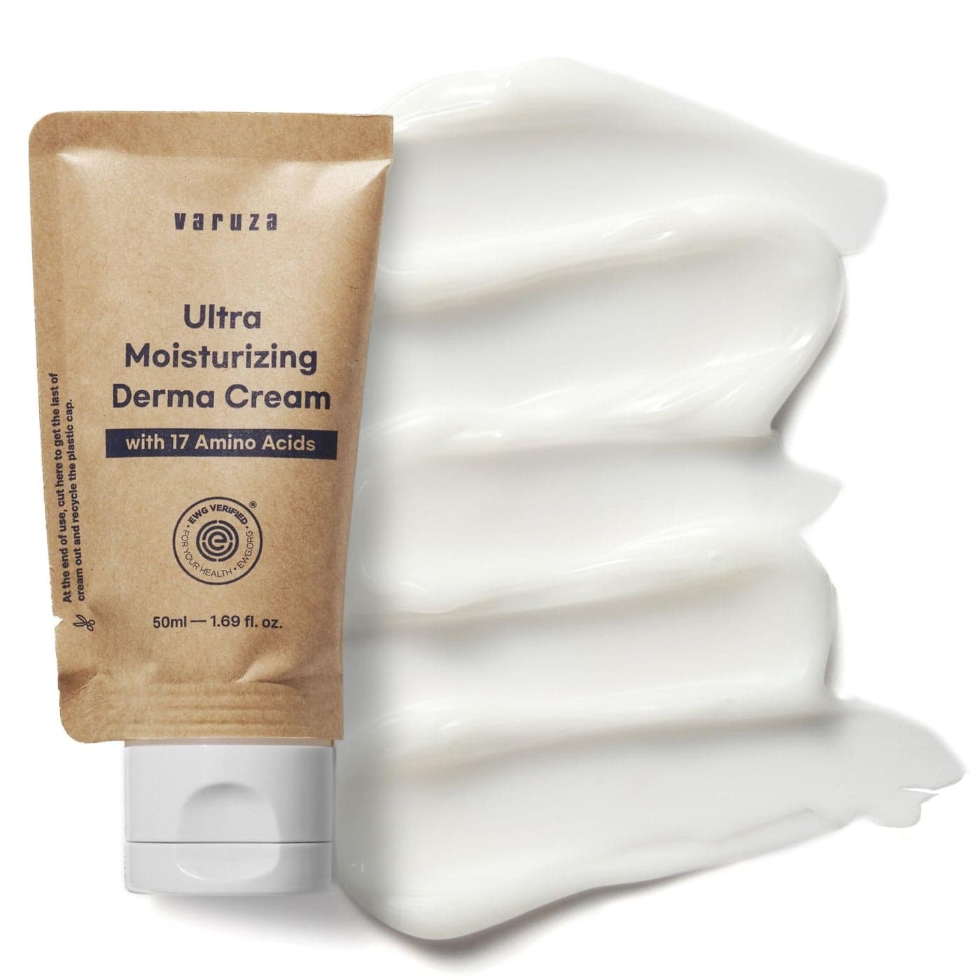 varuza Ultra Moisturizing Derma Facial Cream Oil Free Deep Hydrating Face Moisturizer Vegan EWG Verified Product Korea Skin Care with Hyaluronic Acid Amino Acids NonSticky Unscented Lotion