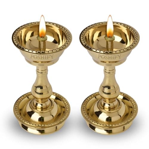 POSHIFY Udupi Nanda Diya (Pack of 2) - Elegant Bowl-Shaped Brass Diya for Luxurious Puja Rituals and Home Decor