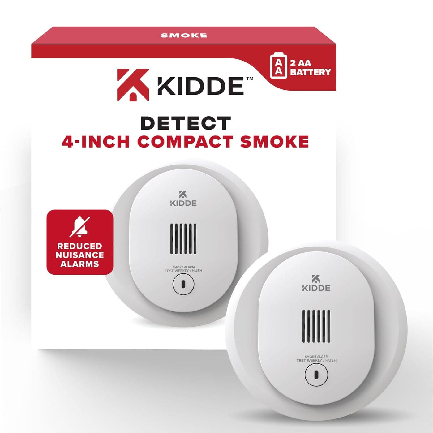 Kidde Smoke Detector 4Inch Compact AA Battery Powered 10SDR