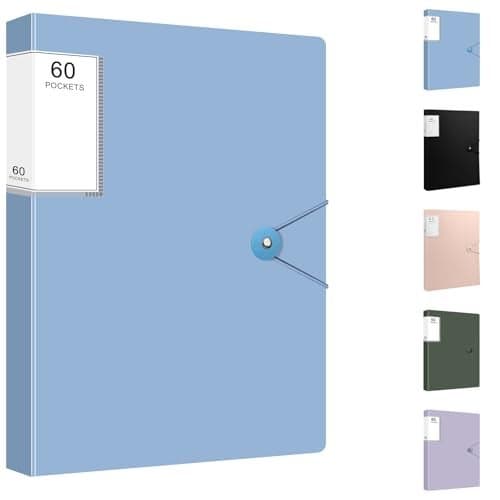 Art Portfolio Folder Binder with Plastic Sleeves 60 Pocket 120 Pages Display Book Presentation Folder for Artwork Office Blue