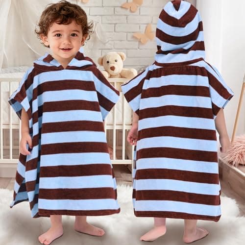 Toddler Bath Towel with Hood, Oversized (2-4Years,21"X21") Made from 100% Soft Cotton,Absorbent Hooded Poncho Towel for Baby Boy,Perfect for Pool | Swimming | Bath | Beach,Jacquard Purple Flower