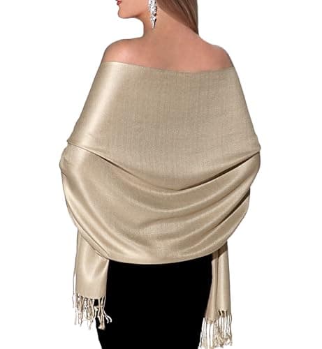 Pashmina Shawls and Wraps for Evening Dresses, Large Soft Pashmina Wedding Beige Shawl